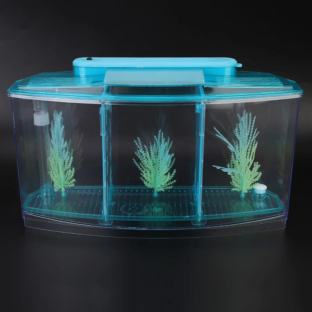 Aquarium Fish Tank LED Acrylic Three Divisions Breeding Isolation Box for Small Fishes HIP