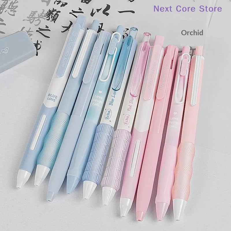 5-Pack Korean Retractable Gel Pens – 0.5mm Black Ink Set Retractable Gel Pen HIP