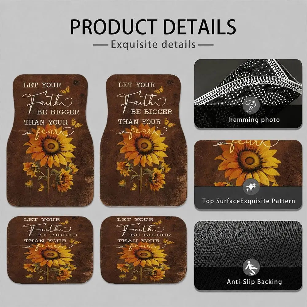 All-Weather Sunflower Car Floor Mats – 4-Piece SUV Set Car Floor Mats HIP