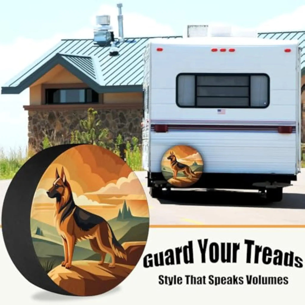 German Shepherd Sunset Spare Tire Cover – Weatherproof 14–17" Spare Tire Cover HIP
