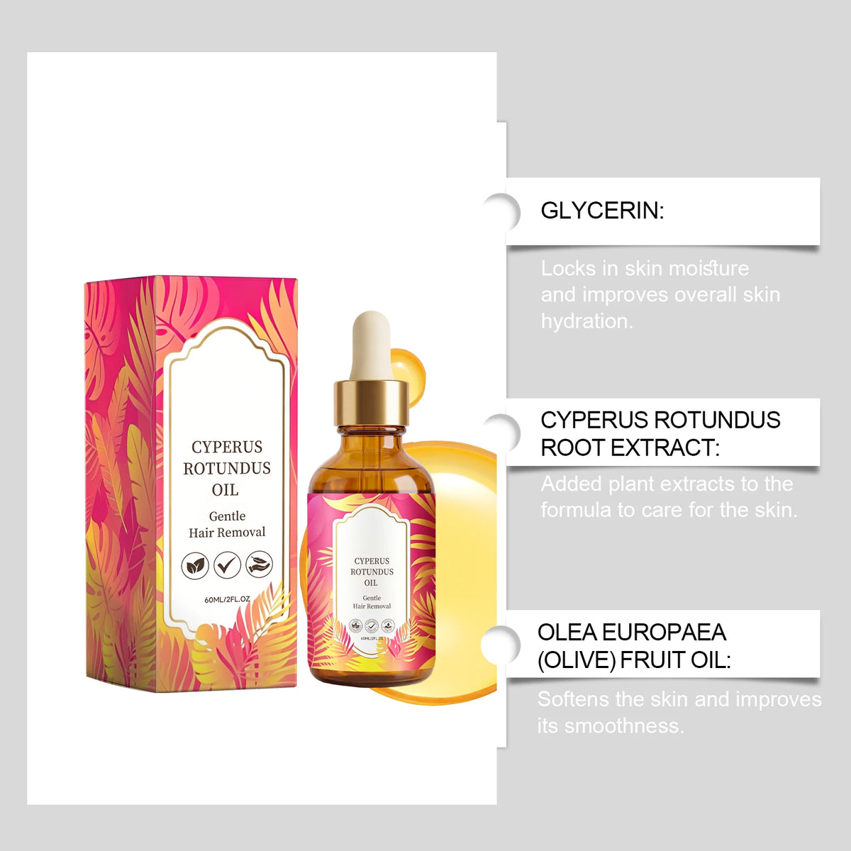 Cyperus Rotundus Oil Hair Growth Inhibitor Body Serum 60ml Hair Growth Inhibitor Oil HIP