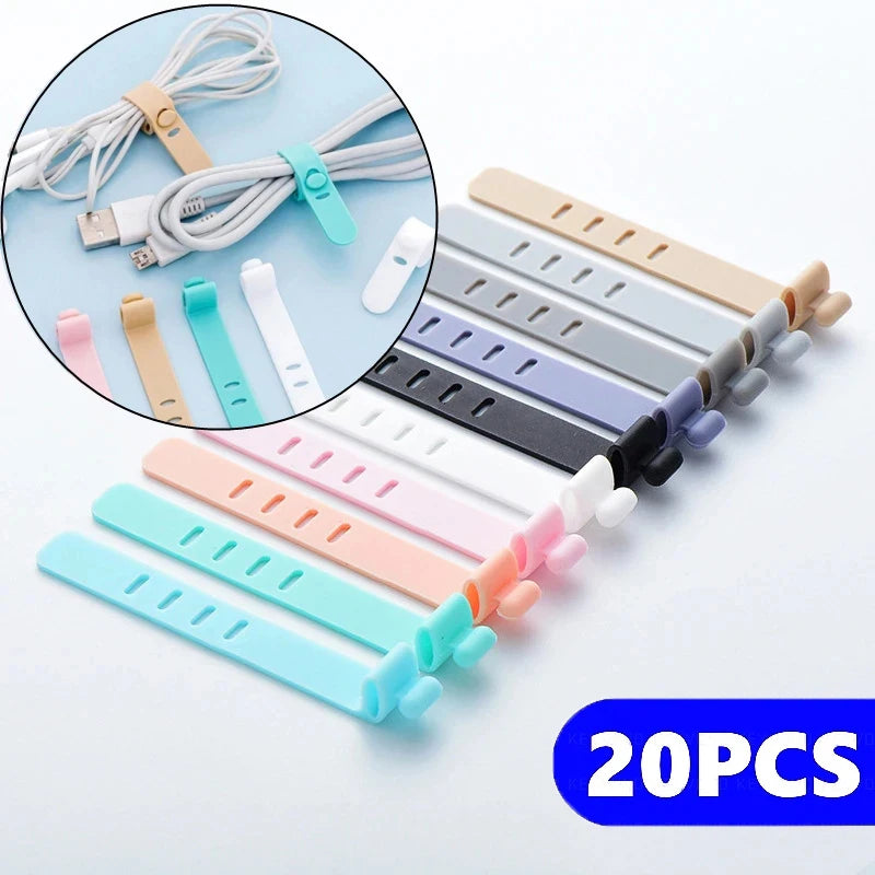 20-Pack Silicone Cable Ties – Cord Organizer & Wire Winder Cable Organizer Ties HIP