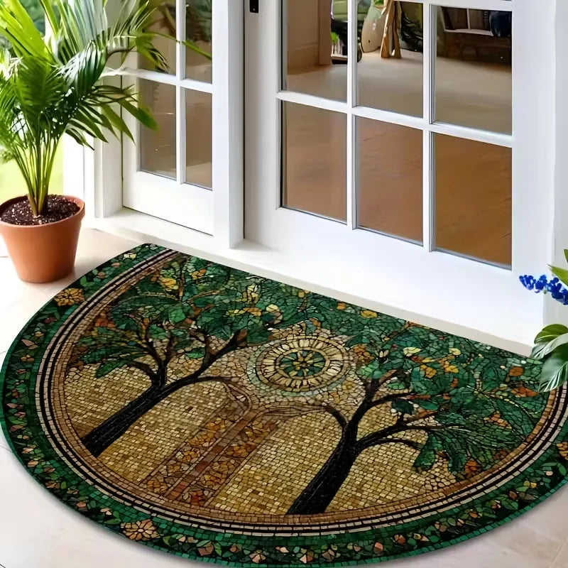 Tree of Life Half-Round Anti-Slip Doormat | Home Décor Rug Decorative Doormat HIP 4 60x90cm-Felt