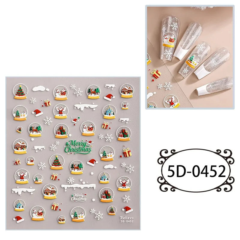 5D Embossed Nail Art Stickers Waterproof Halloween Christmas Handset Decals DIY Manicure Graffiti Decoration Nails Art Ornament HIP 52