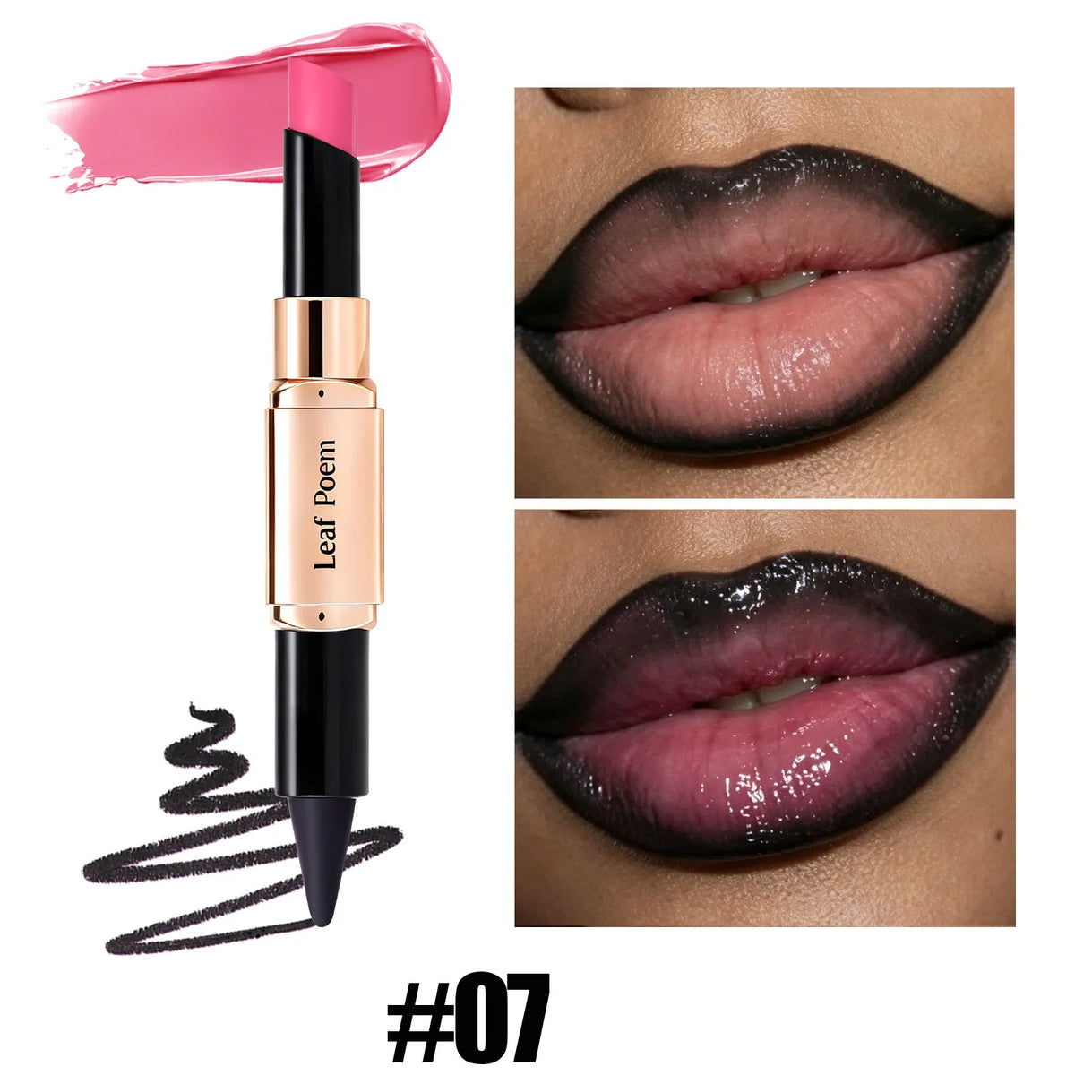 2‑in‑1 Slanted Tip Lip Liner Lipstick Matte Velvet Lip Contour Moisturizing Long Lasting Non‑dry Lip Makeup Daily Party Cosmetic HIP 07