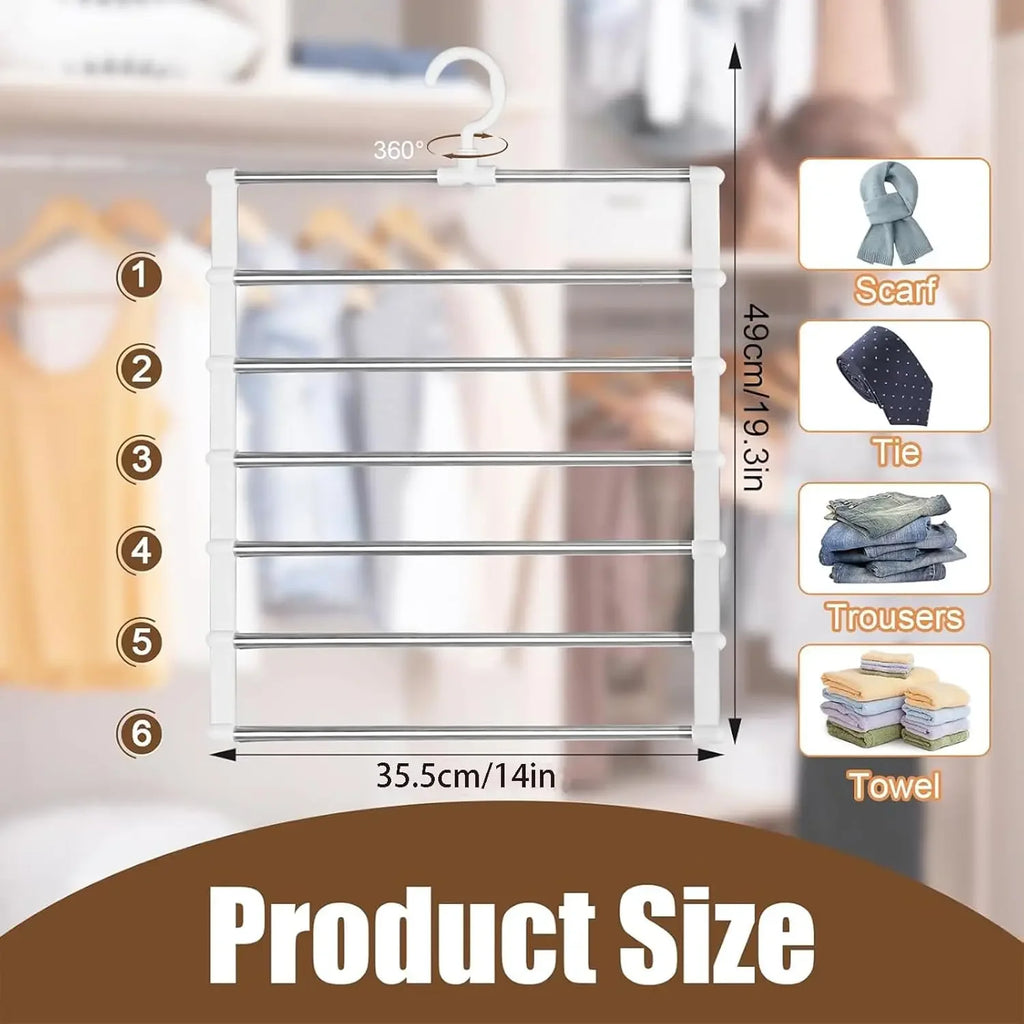 5/7 Layer Stainless Steel Pants Hanger – Space-Saving Closet Rack Pants Hanger Rack HIP