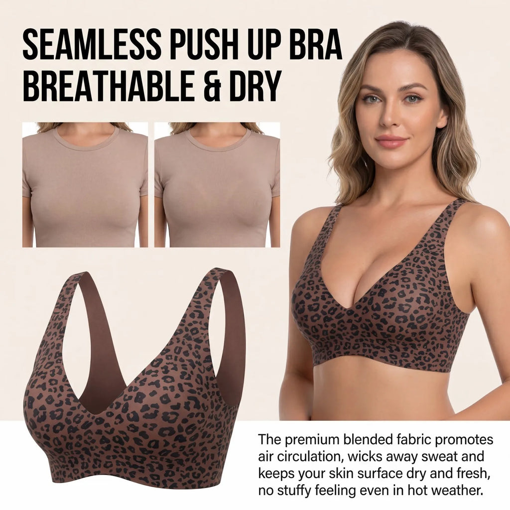 Zeriluna Seamless Wireless Push-Up Bra – Leopard Print Wireless Push-Up Bra HIP