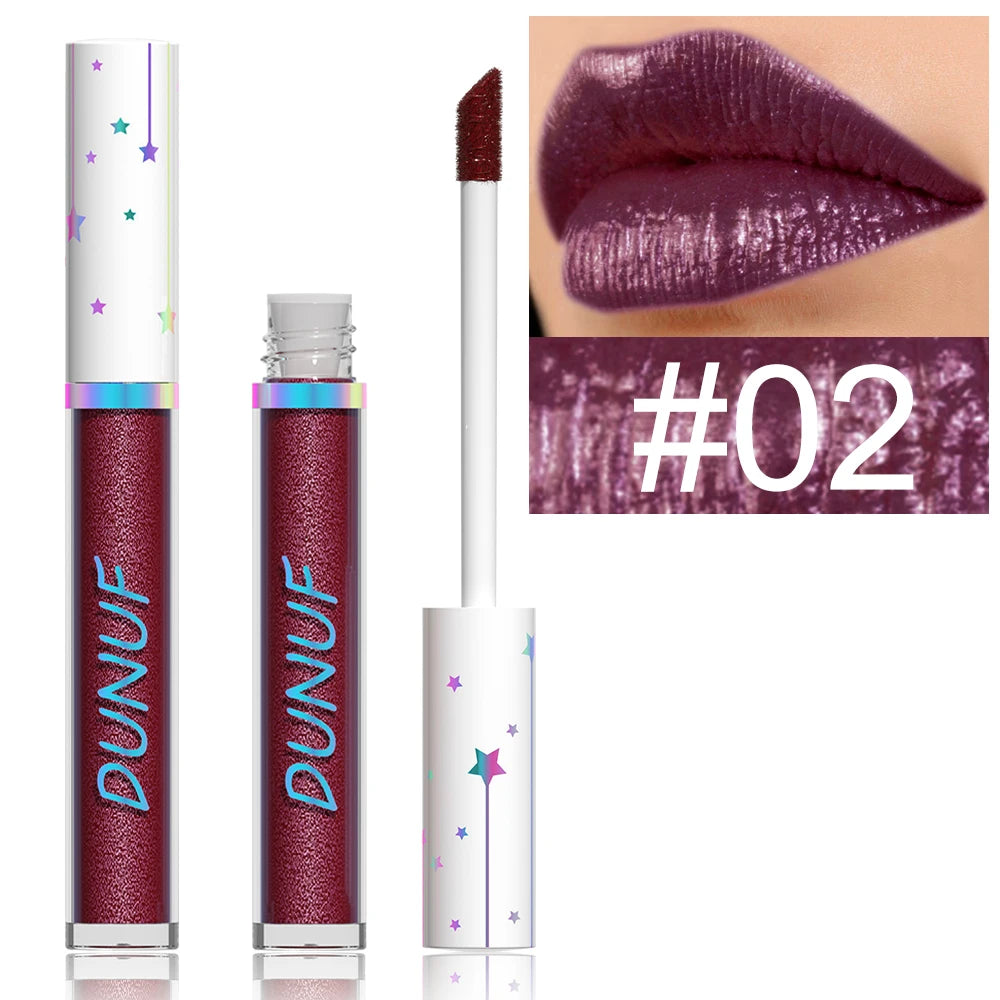 DUNUF Diamond Shimmer Lip Gloss – 12 Colors, Waterproof Shimmer Lip Gloss HIP 02