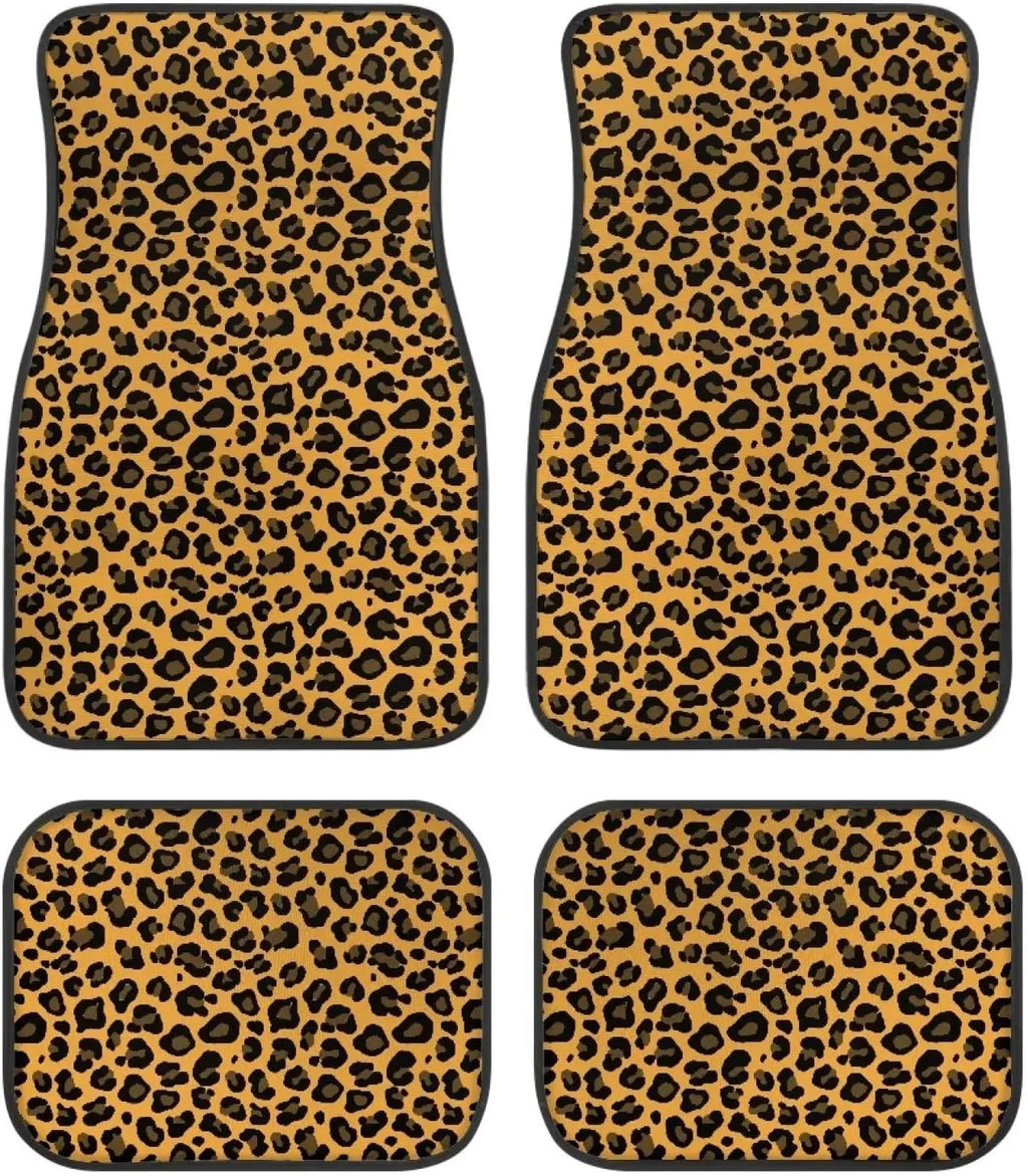 Leopard Print Car Floor Mats – 4-Piece All-Weather Universal Set Car Floor Mats HIP 6 one size