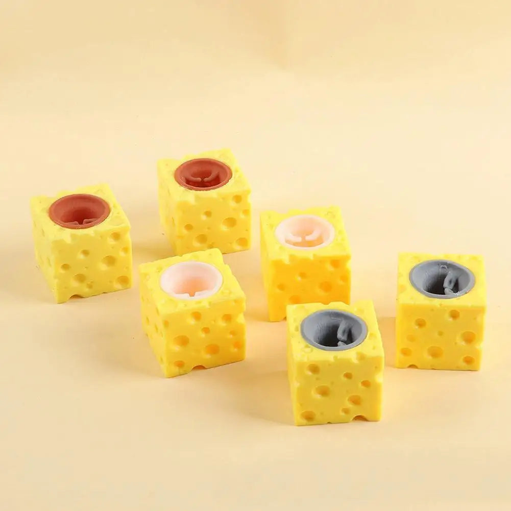 Creative Mouse In Cheese Squeeze Toy Soft Silicone Stress Relief Fidget Toy Funny Slow Rising Squishy For Kids Adults Gift HIP