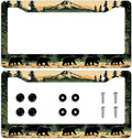 2-Pack Black Bear License Plate Frames – Rustic Stainless Steel License Plate Frame HIP 1