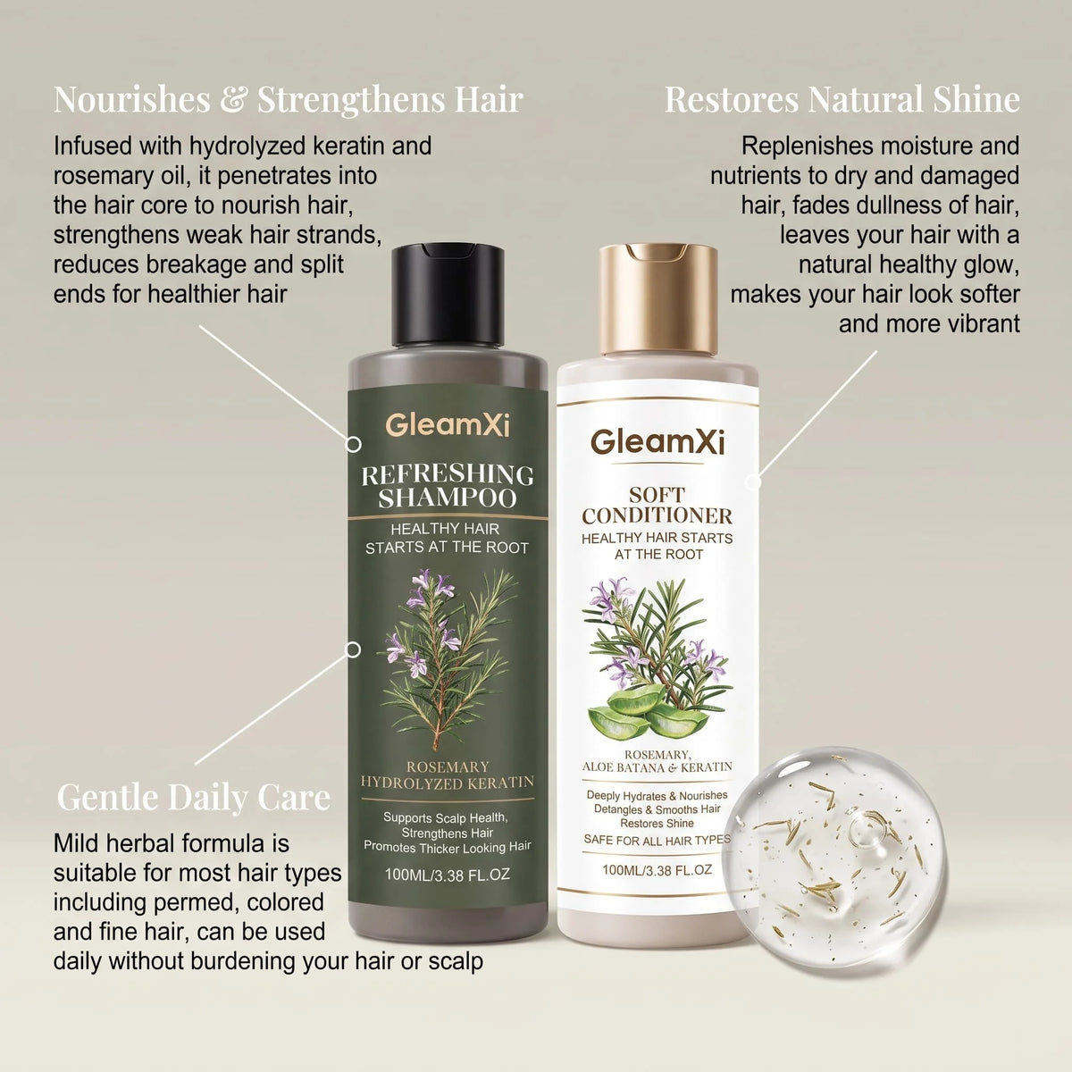 Rosemary Shampoo & Conditioner Set – Keratin & Hydrating Shampoo Conditioner Set HIP
