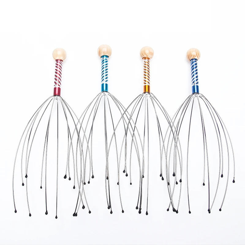 1PC Octopus Head Scalp Relaxation Massage Pain Relief Body Massager Stress Release Relaxing Claw Metal Massager Device Unisex HIP Random Color 1Pcs