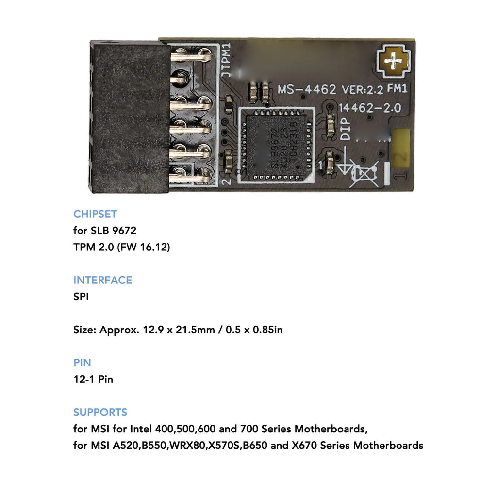 TPM Encryption Security Module SPI 12‑1Pin TPM2.0 Module Replacement Stable Performance Secure Storage for B550 Motherboards HIP