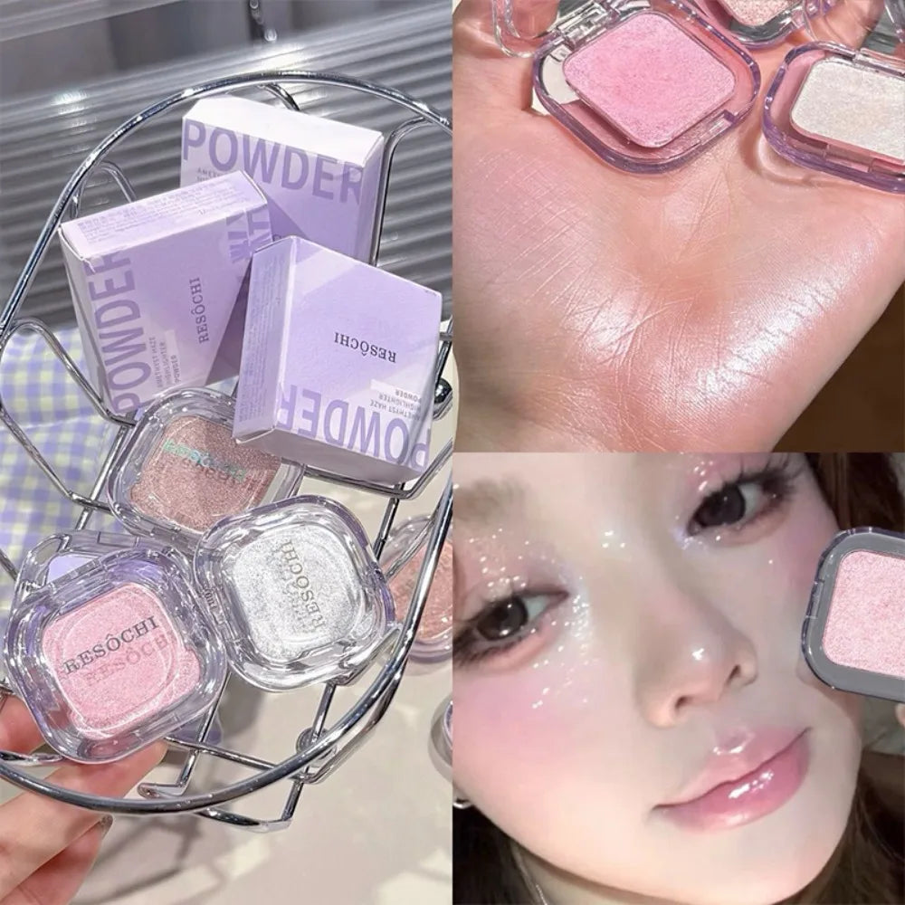 Highlighter Powder Palette Glitter Face Contour Brighten Makeup Shimmer Illuminate Eyeshadow Brightening Skin High Gloss Powder HIP