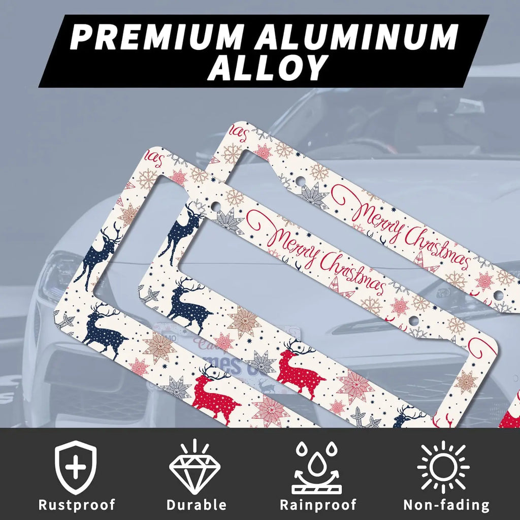 Christmas Reindeer License Plate Frames – Aluminum 2 Pack License Plate Frame HIP