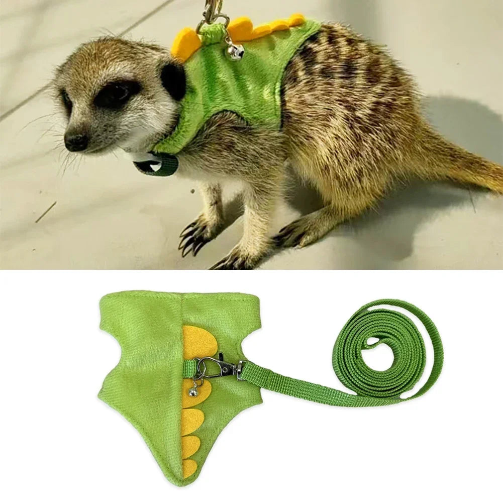 Colorful Vest Style Adjustable Ferret Leash Ferret Leash Reptile Leash with Bell Pet Walking Drawstring Pet Accessories HIP