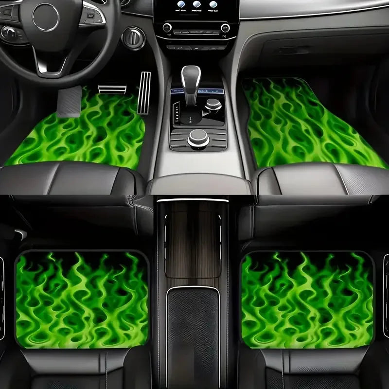 Set of 4 Hip-Hop Flame Design Car Floor Mats – Front & Rear Car Floor Mats HIP