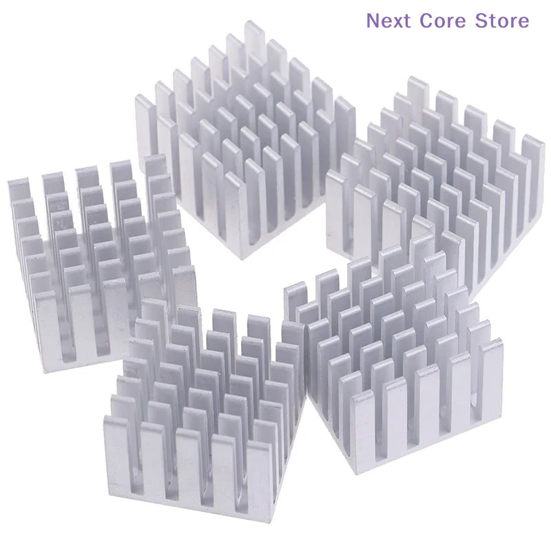 5-Pack Aluminum CPU GPU IC Chip Heatsink – 20x20x15mm DIY CPU GPU Heatsink HIP