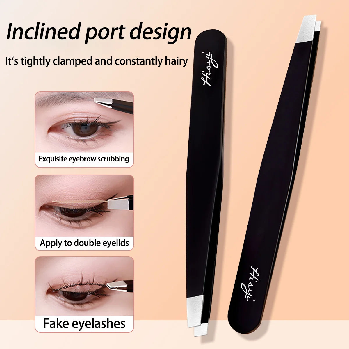 Slanted Stainless Steel Eyebrow Tweezers – Precision Brow Tool Eyebrow Tweezers HIP