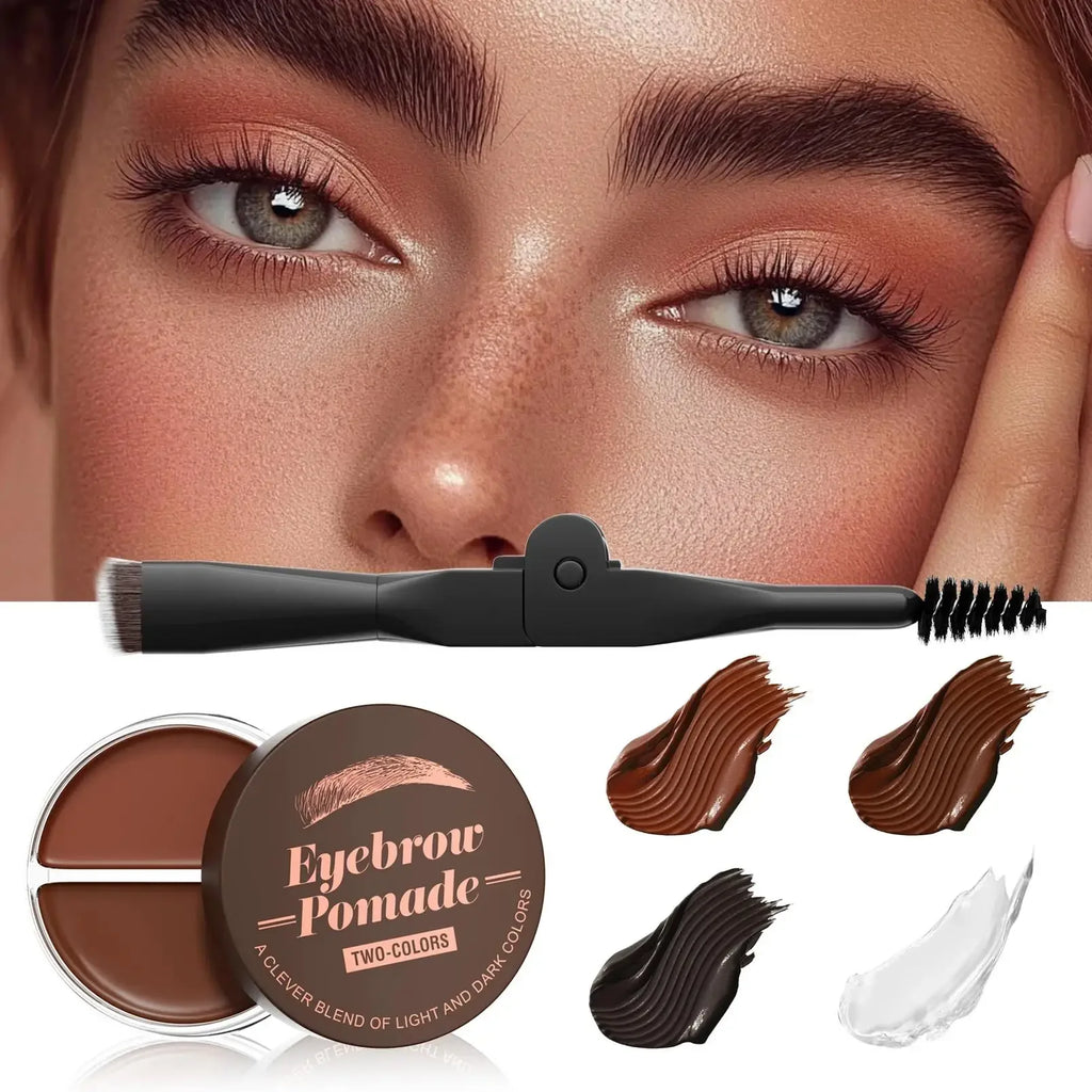 Hello Kiss 2-in-1 Dual Color Waterproof Eyebrow Cream & Wax Eyebrow Pomade Wax HIP