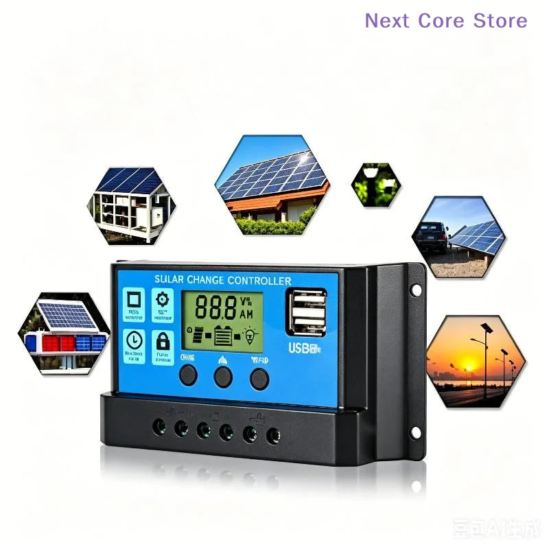 Solar Charge Controller 10A/30A PWM 12V/24V LCD Dual USB Solar Charge Controller HIP