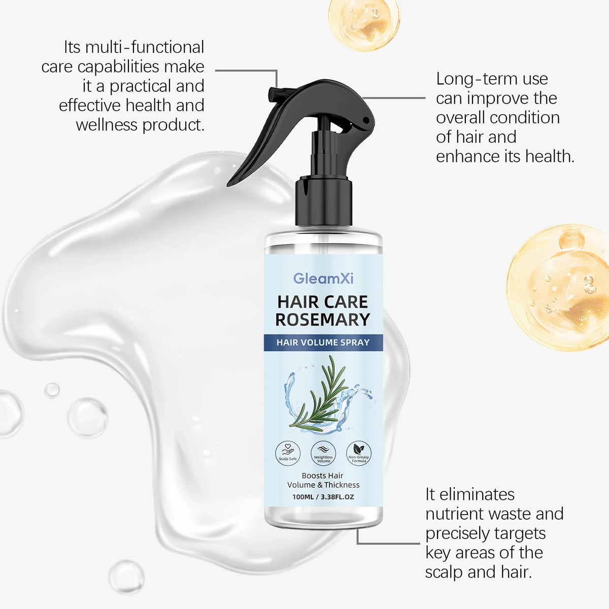 Rosemary Volumizing Leave-In Hair Spray Mist 100ml | All Hair Leave-In Hair Spray HIP