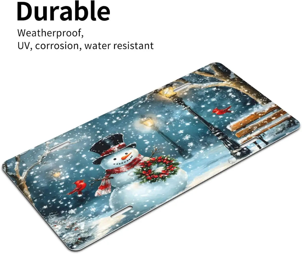 Christmas Snowman Cardinal Aluminum Front License Plate 6x12" Decorative License Plate HIP