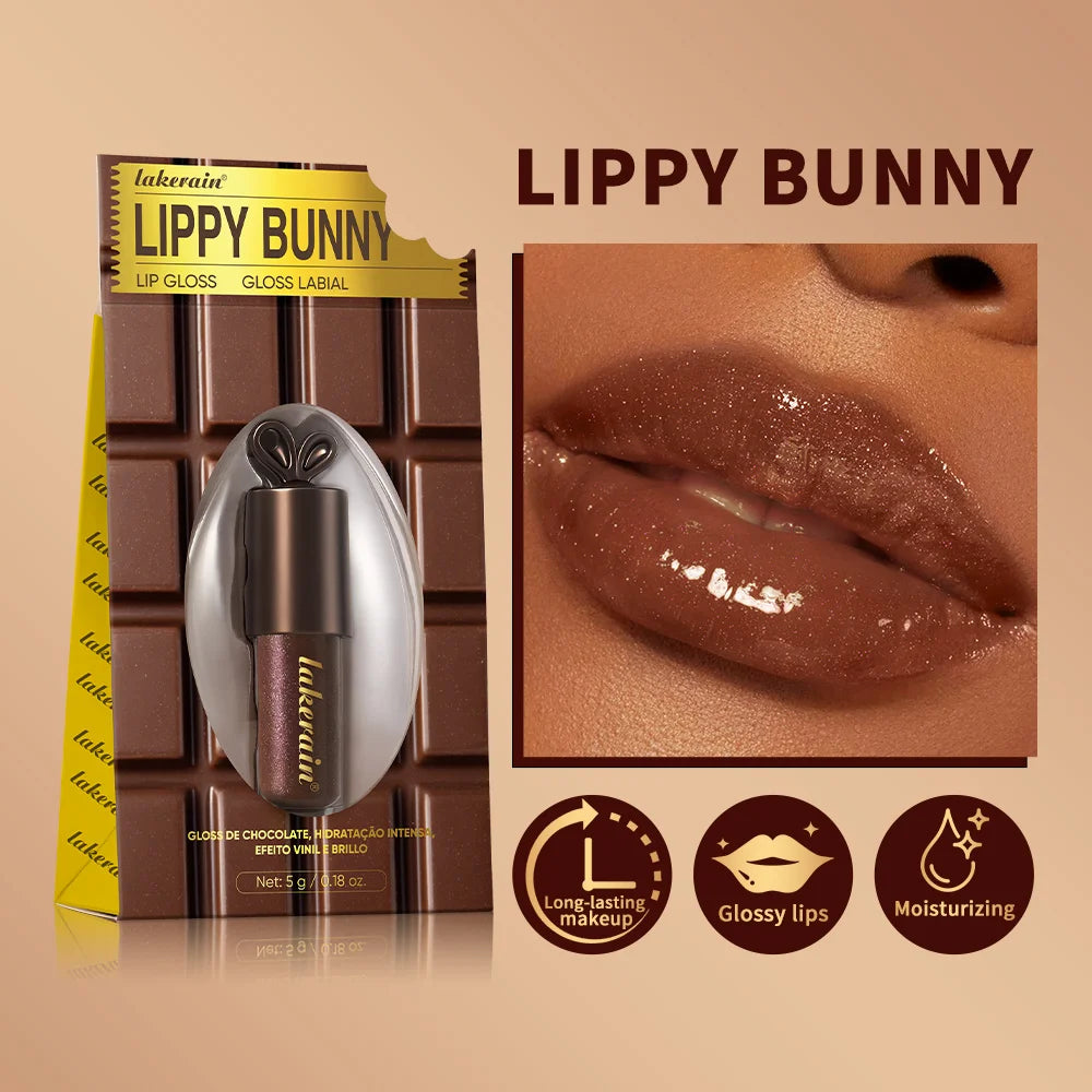 Lip Gloss Long lasting Moisturizing with Bunny Keychain Lip Stain LIPPY BUNNY Plump Lips Chocolate Glow Cosmetics Makeup HIP