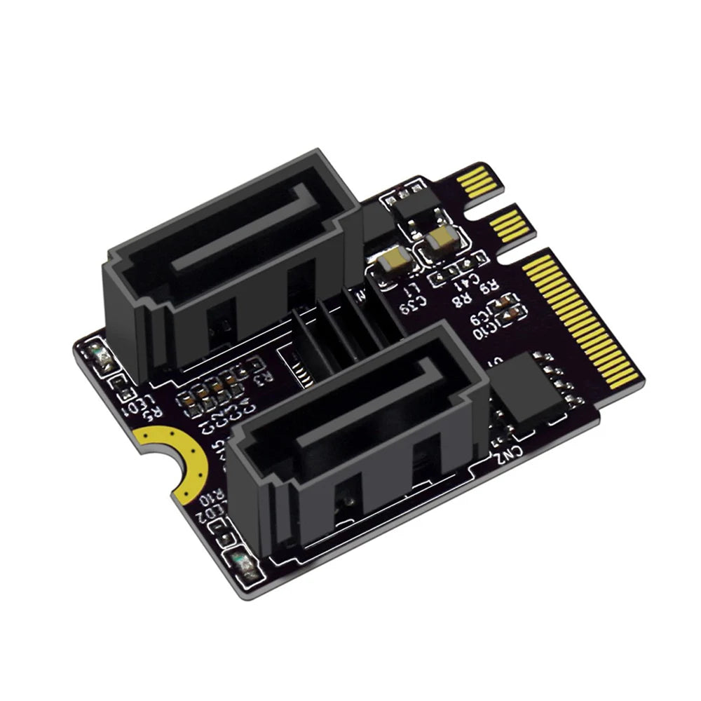 M.2 A+E Key to Dual SATA 3.0 Adapter – JMB582 6Gbps Card SATA Expansion Card HIP