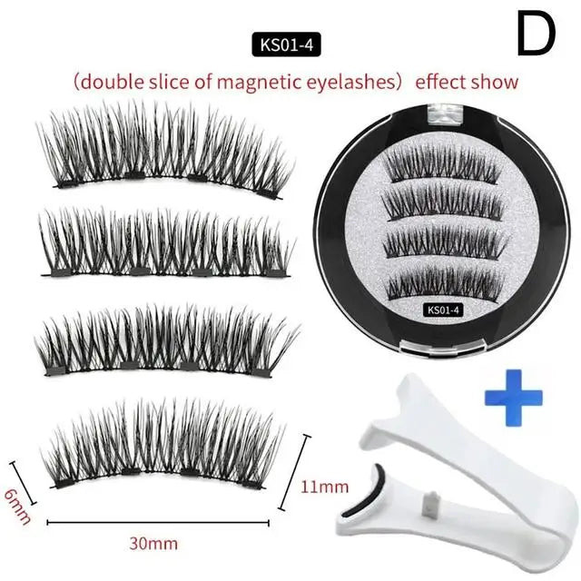 2 Pair 3D Magnetic False Eyelashes Reusable Magnetic Eyelashes With 4 Magnetic Lashes Natural Eyelash Extension Makeup Tools HIP D