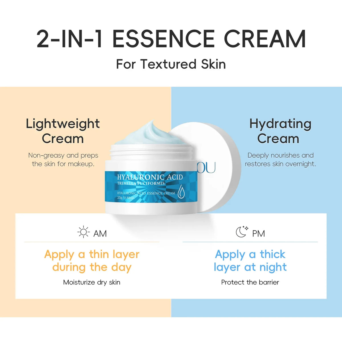 LAIKOU Hyaluronic Acid Cream 25g – Lightweight Face Moisturizer Face Moisturizer Cream HIP