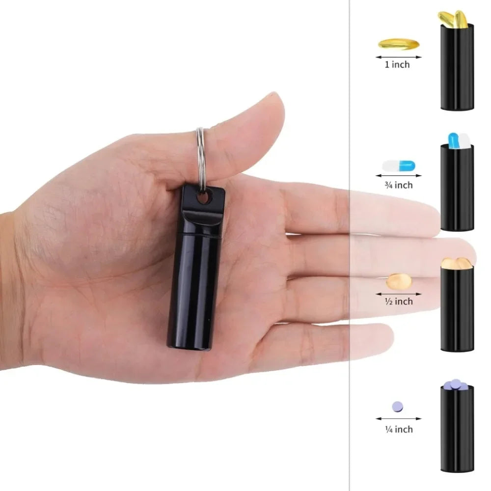 Waterproof Aluminum Pill Box Case with Key Ring | Airtight Pill Case Organizer HIP