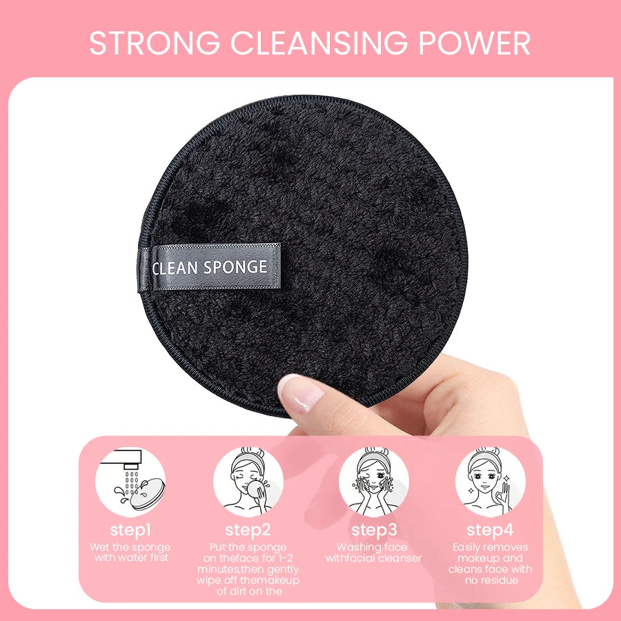 5-Pack Face Wash & Makeup Remover Puffs | Home & Travel Cosmetic Puff Set HIP