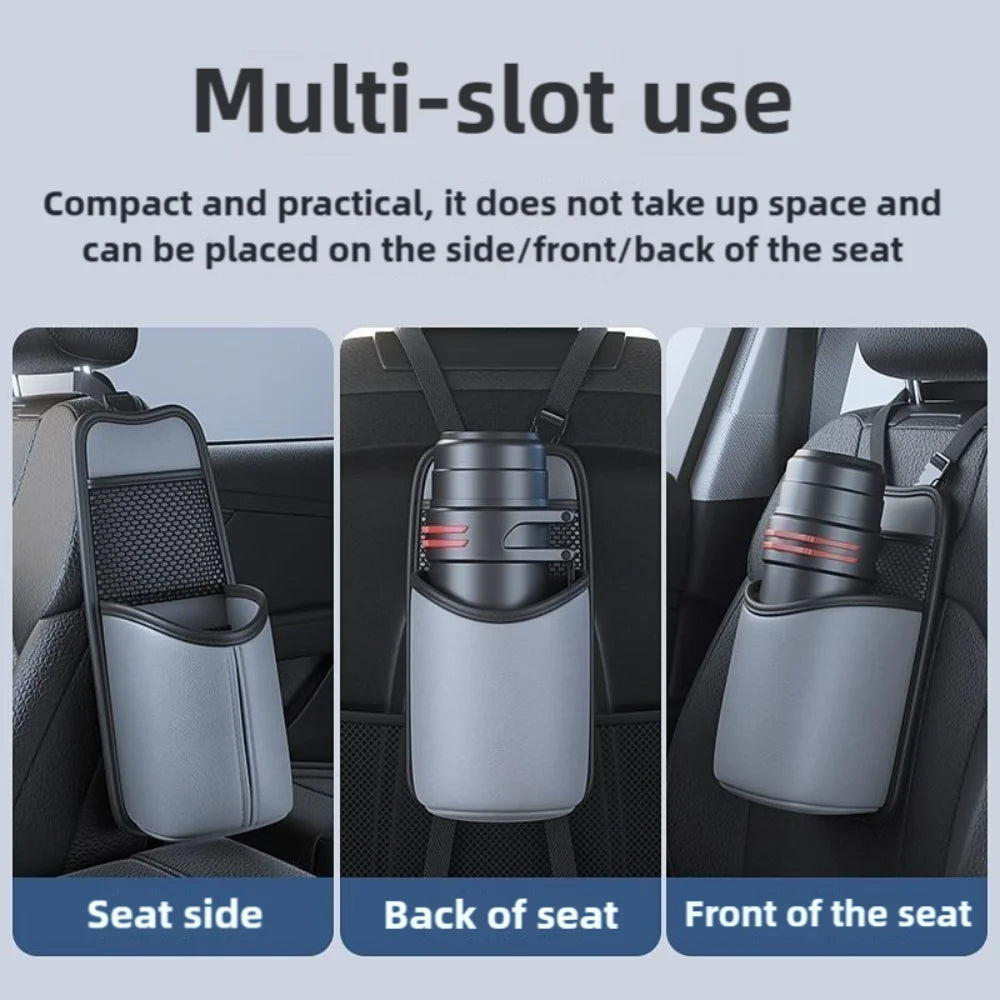 PU Leather Car Seat Side Storage Bag & Bottle Holder Car Seat Organizer HIP