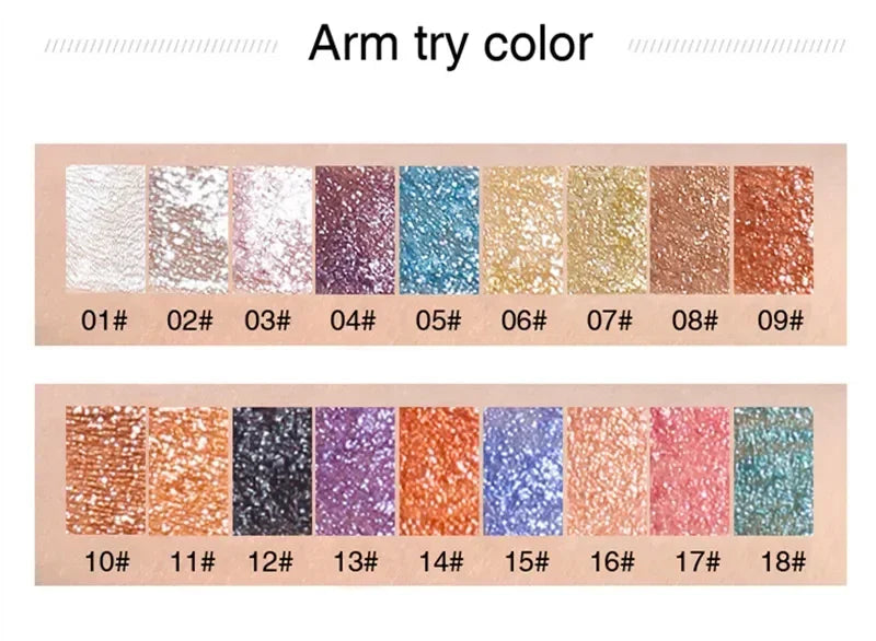 New Make Up Liquid Eyeshadow Waterproof Glitter Pigments Purple Gold Metalic Women Beauty Gel Eye Shadow Cream 18 Colors Makeup HIP