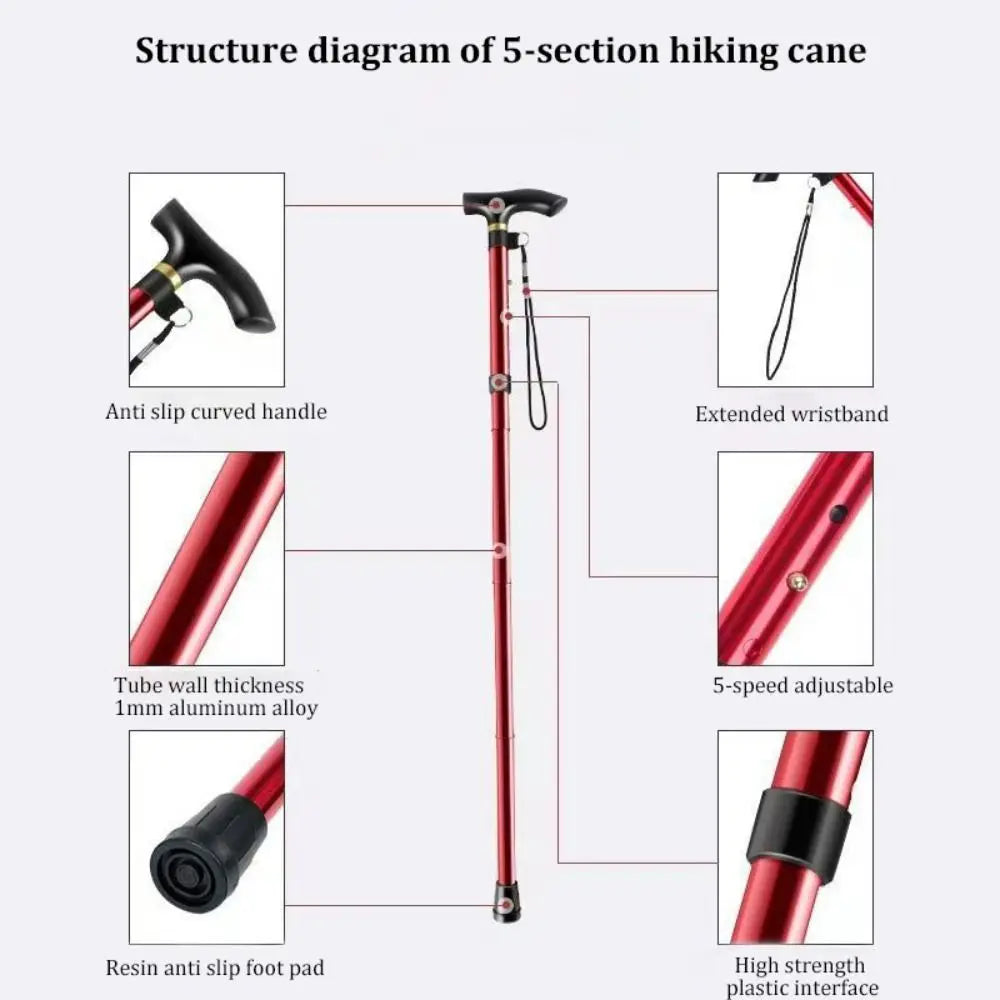 5-Section Telescopic Trekking Pole – Adjustable Walking Cane Trekking Pole HIP