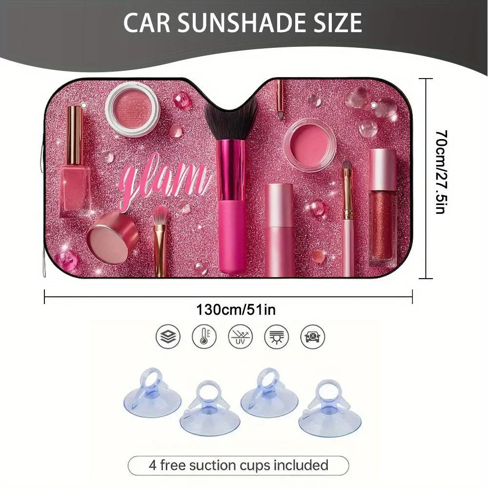 Pink Makeup Windshield Sunshade for Car – 100% Polyester Car Windshield Sunshade HIP
