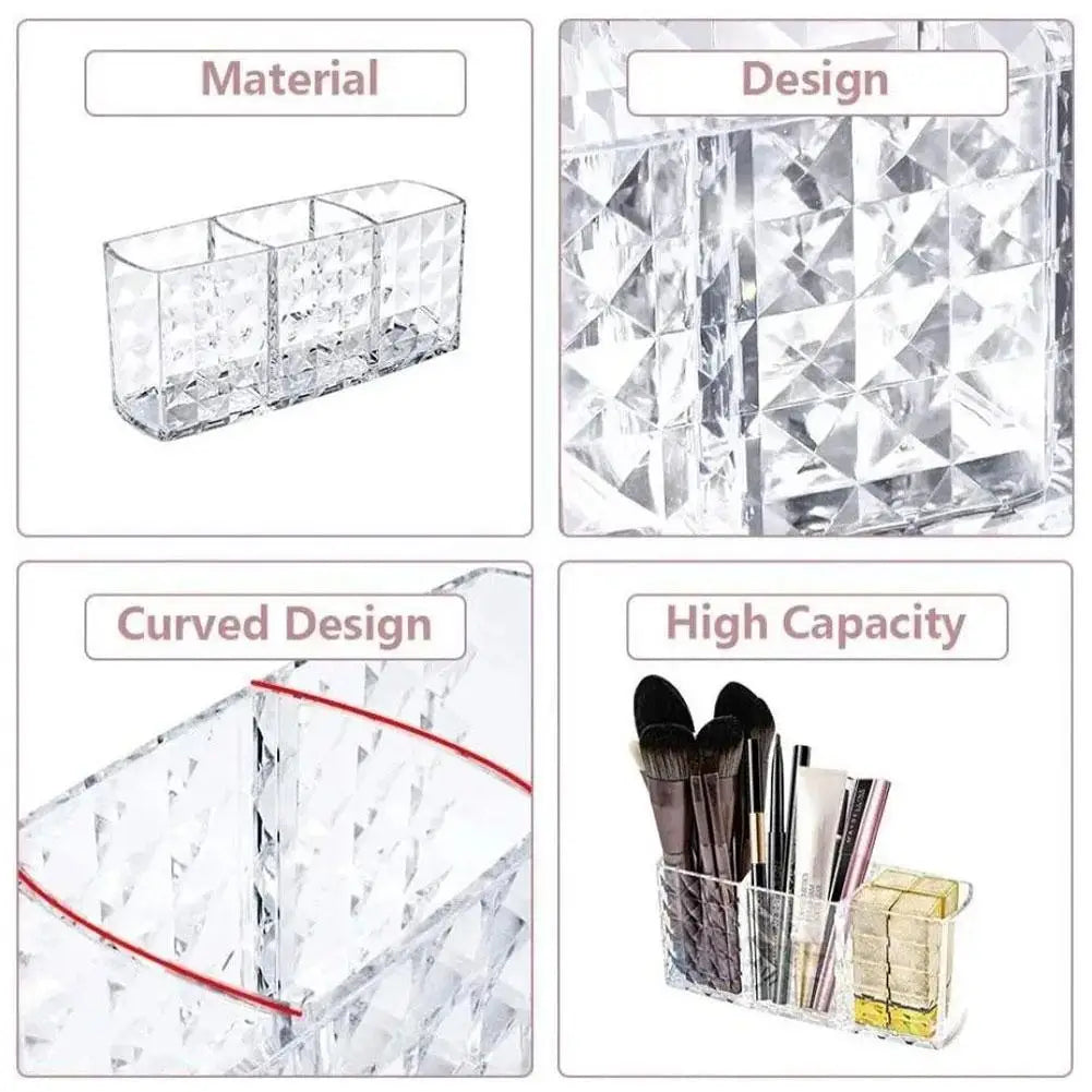 Clear Acrylic Makeup Brush Holder Desk Cosmetic Organizer Lipstick Storage Box Nail Polish Display Stand Rack Jewelry Case HIP