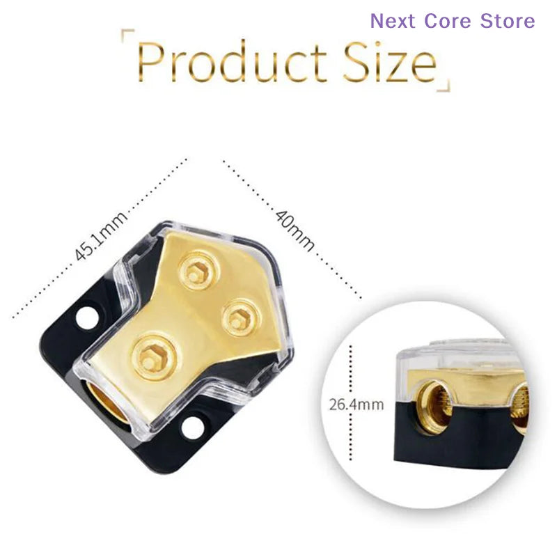 2-Way Power Distribution Block 0/4 AWG – Car Audio Splitter Power Distribution Block HIP