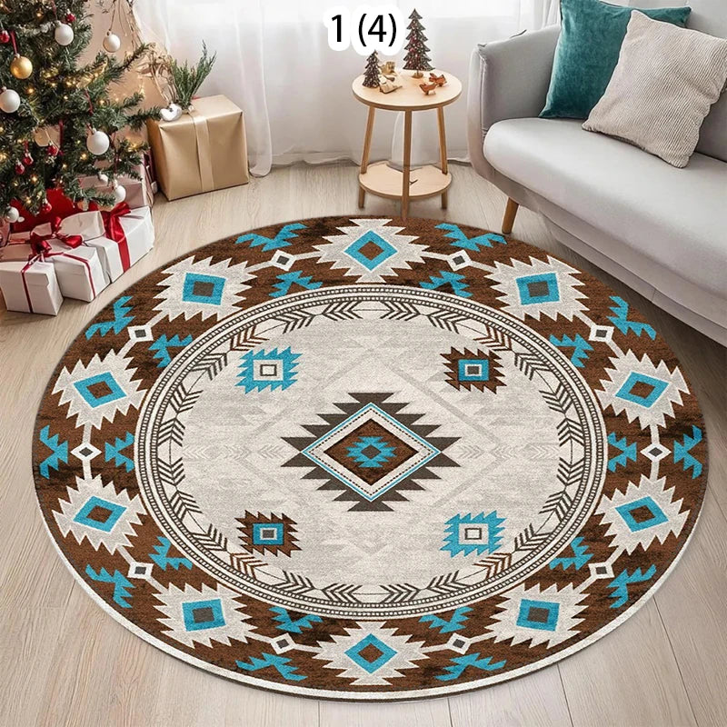Vintage Bohemian Round Printed Rug – Bedroom & Living Room Round Area Rug HIP 1 40X40CM
