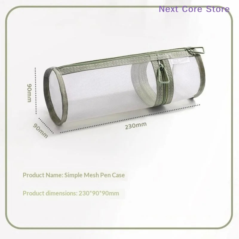 Large Capacity Transparent Mesh Pencil Case | Nylon Zipper Mesh Pencil Case HIP