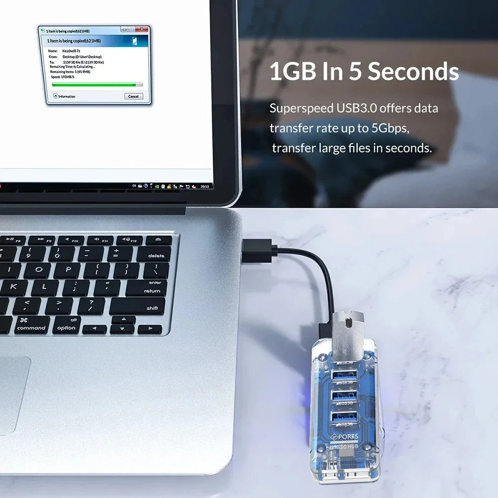 KEBIDUMEI 4-Port USB 3.0 Hub 5Gbps | Power Supply & OTG USB Hub HIP