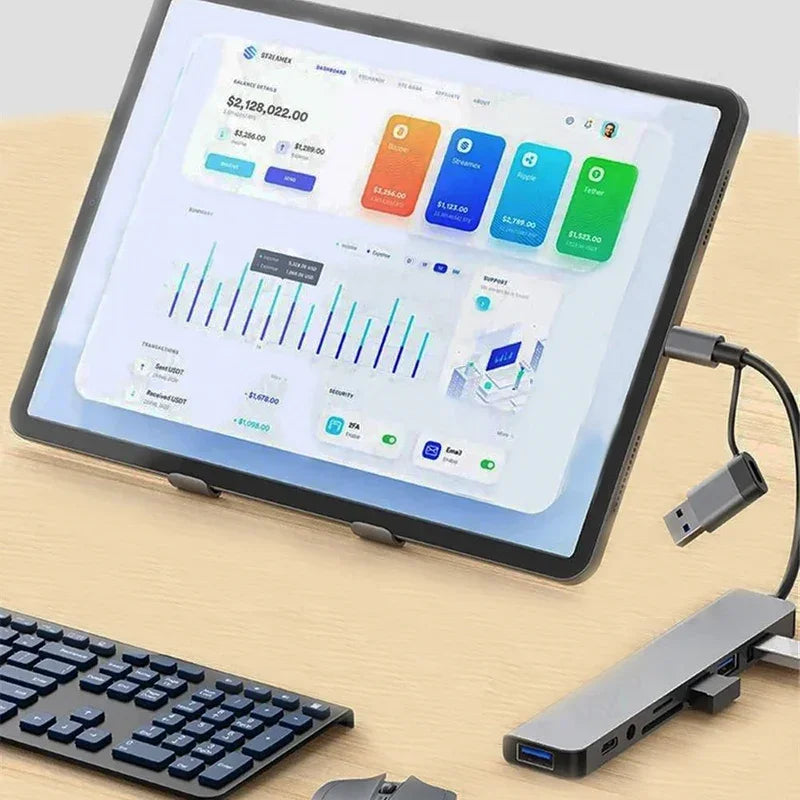 8-in-2 USB-C Hub – 8-Port Dual Host Docking Station USB-C Docking Hub HIP