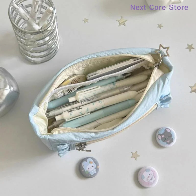 Large Lace Pencil Case – Dual Compartment Stationery Pen Bag Lace Pencil Case HIP