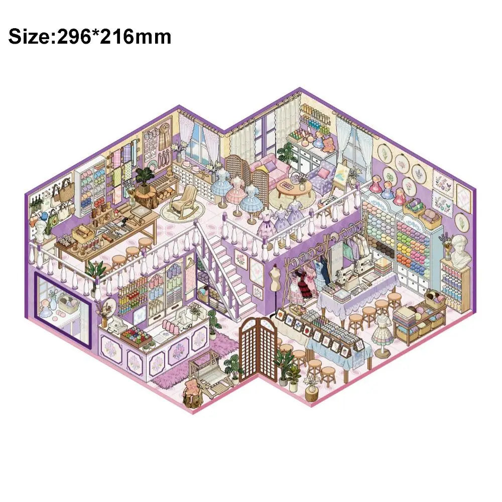 3D Miniature Store Scene Sticker Book – DIY Landscape Kit DIY Craft Sticker Kit HIP