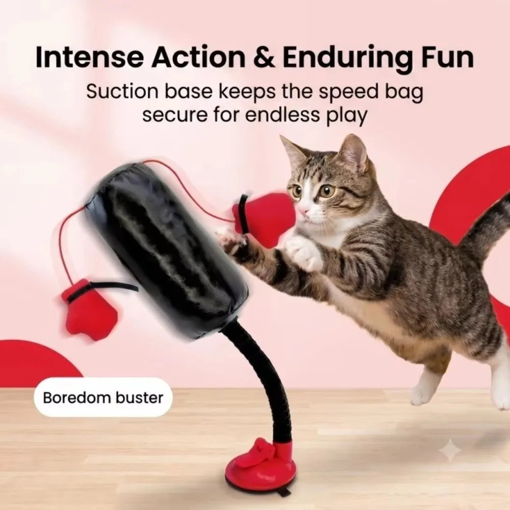 Cat Boxing Toy – Spring-Loaded Suction Cup Speed Bag Interactive Cat Toy HIP