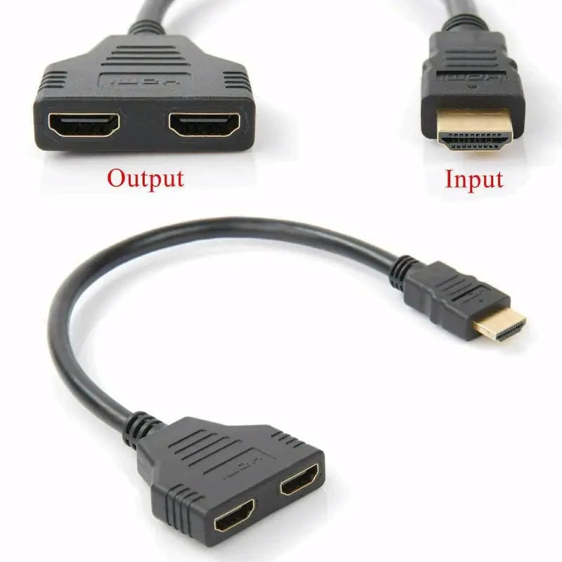 HDMI Splitter Cable 1 In 2 Out – 1080p HD Video Adapter HDMI Splitter Cable HIP