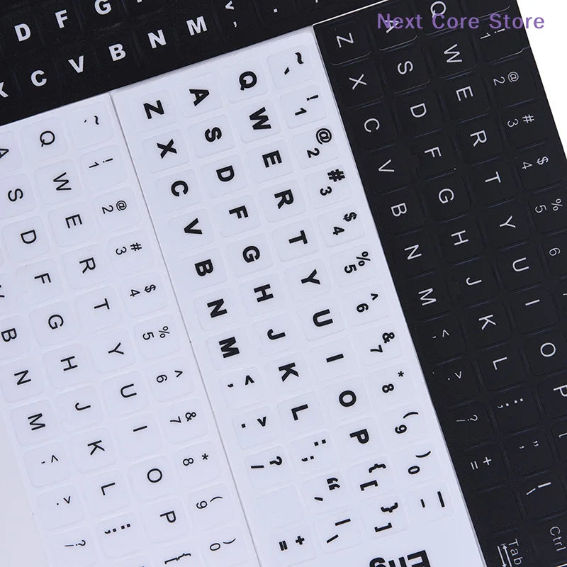 English Keyboard Replacement Stickers – White on Black Keyboard Stickers HIP