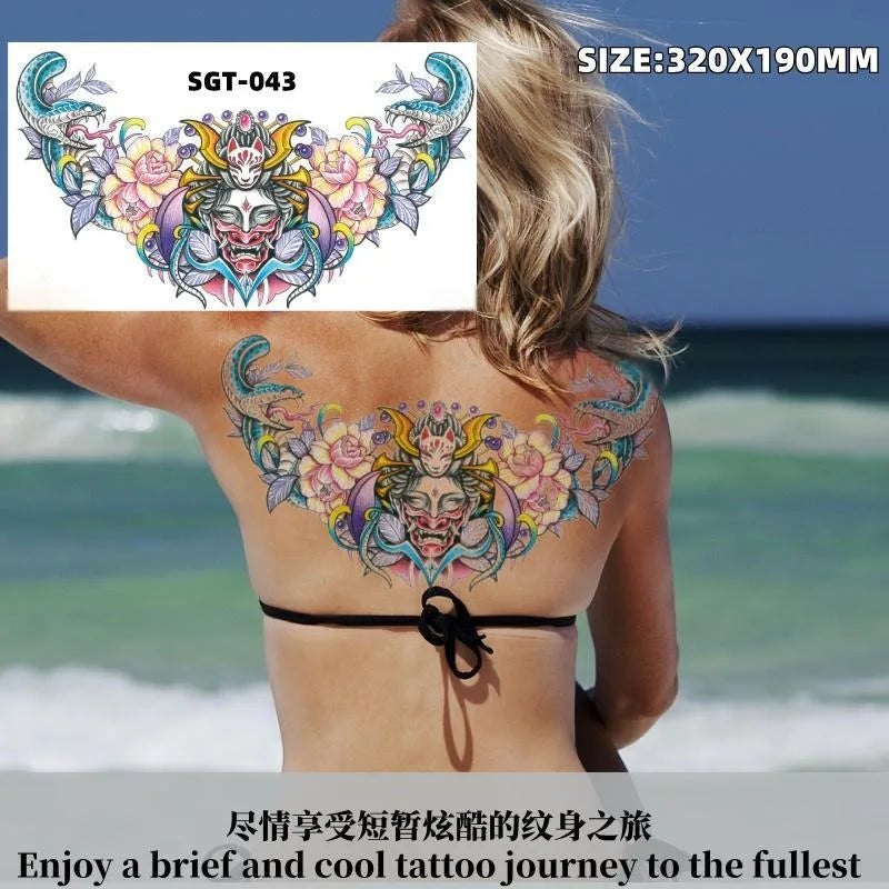 Waterproof Temporary Tattoo Sticker Big Chest Beauty Flower Fashion Colorful Butterfly Gem Diamond Art Fake Waist Tattoos Woman HIP 43